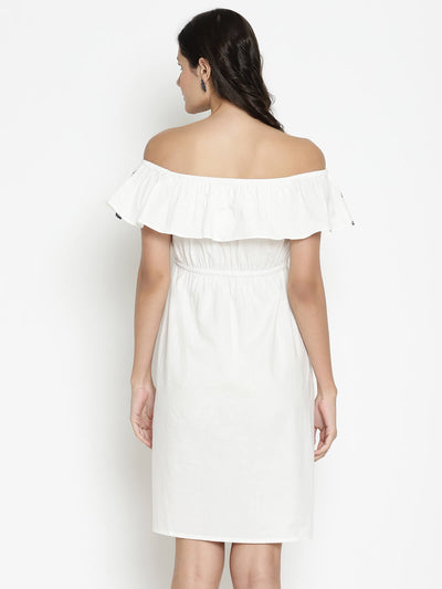 Eco Women'S Off Shoulder Dress With Embroidery