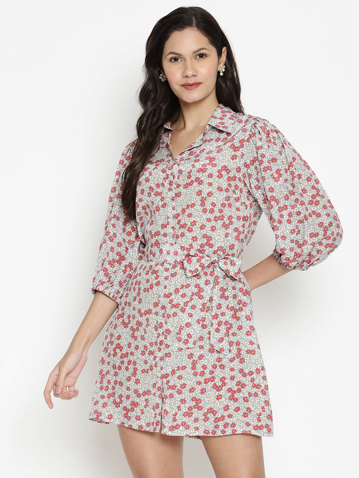Eco Women'S Collared Shirt Dress With Button Down