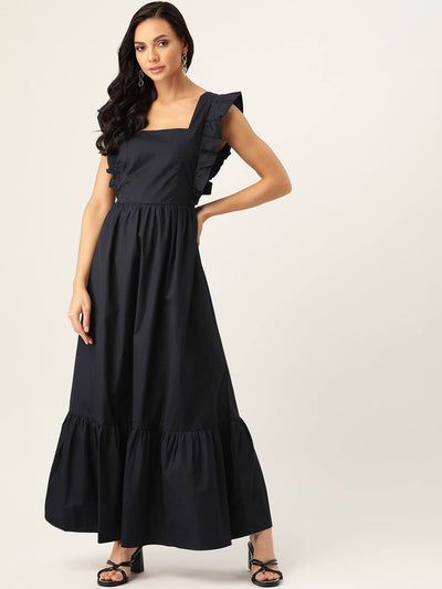 Eco Square Neck Dress With Frill Sleeves