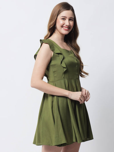Eco Women's Sleeve Less Front Button Short Dress