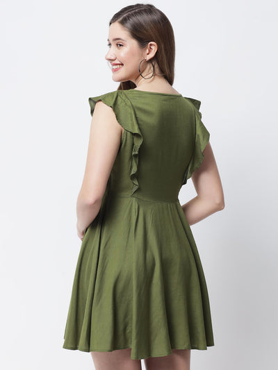 Eco Women's Sleeve Less Front Button Short Dress