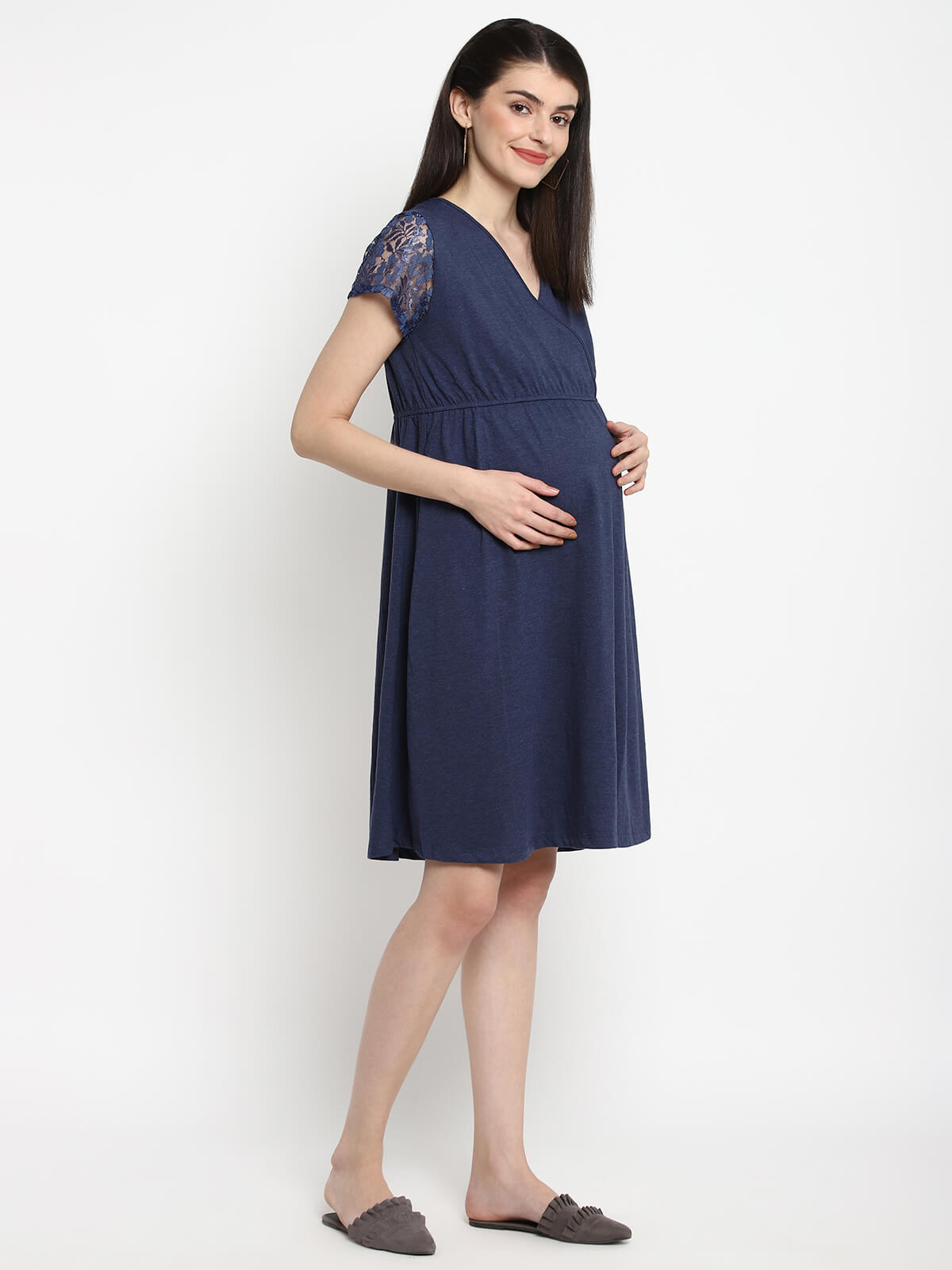 Women'S Maternity Wrap Dress With Feeding Access