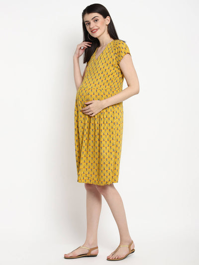 Women Maternity V Neckline Dress