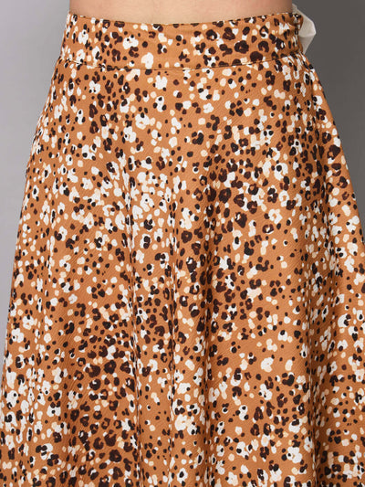 Animal Print Flare Maxi Skirt