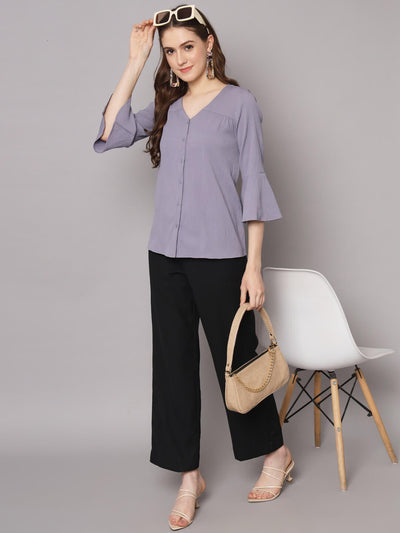 Casual Solid Dobby Antifit Blouse