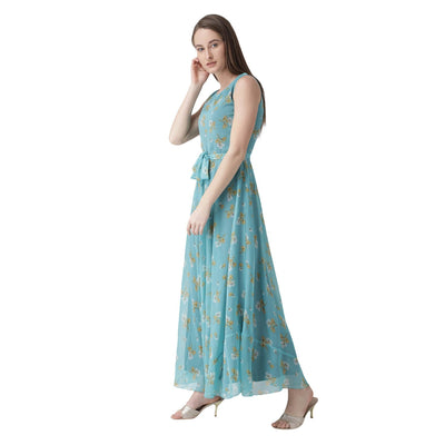 Women'S Flared Printed Maxi Dress