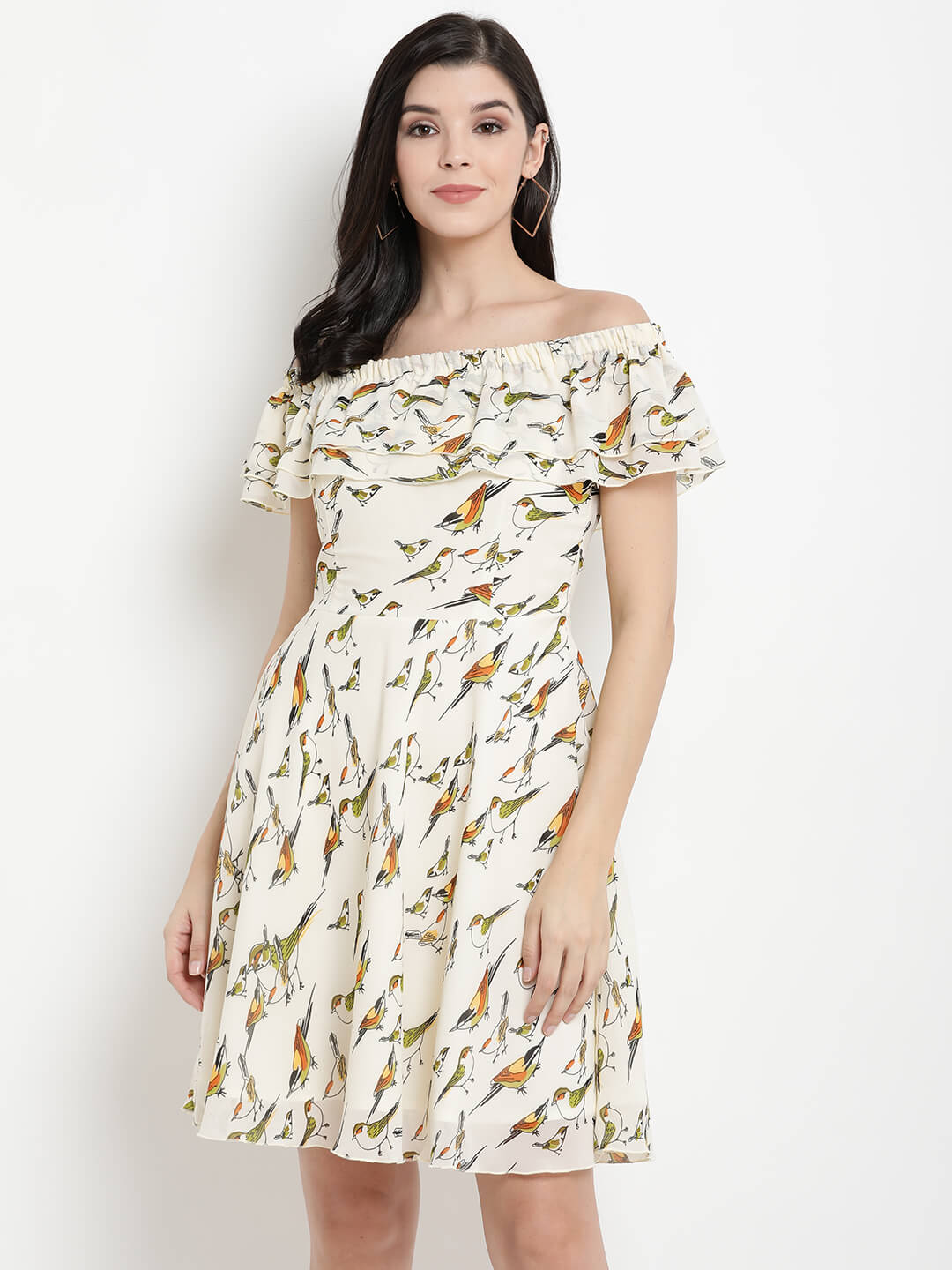 Women'S Printed Woven Fit And Flare Dress