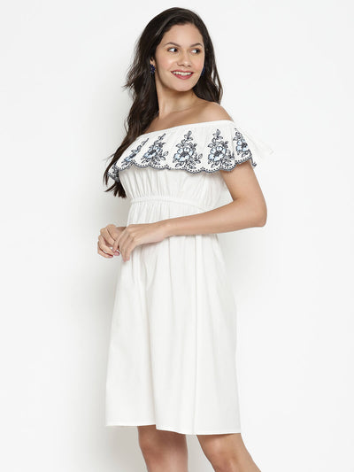 Eco Women'S Off Shoulder Dress With Embroidery