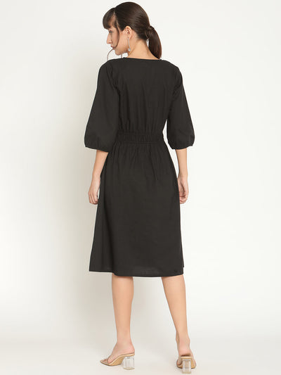 Black Poplin Cotton Oversized Maxi Dress