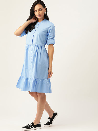 Eco Chinese Collared Dress With Bottom Down
