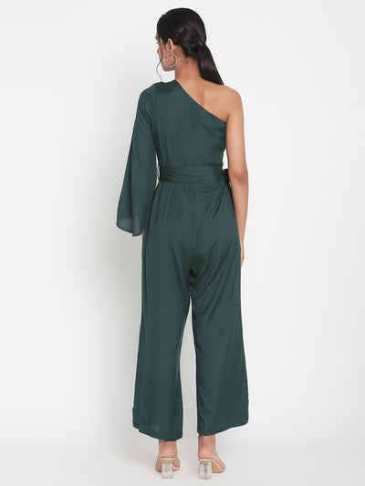 Eco One Shoulder Jumpsuit With One Long Sleeves