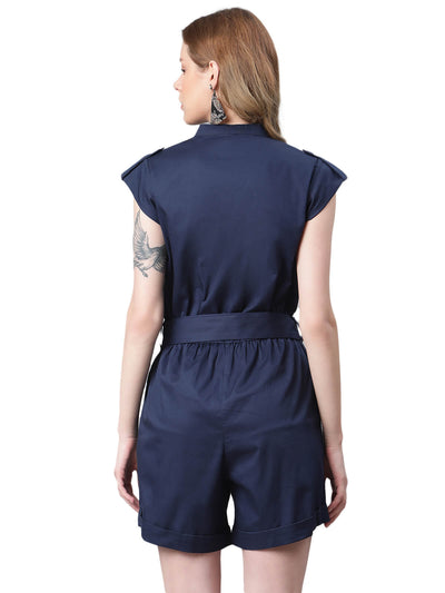 Eco Round Neck Play Suit With Belt And Buckle,