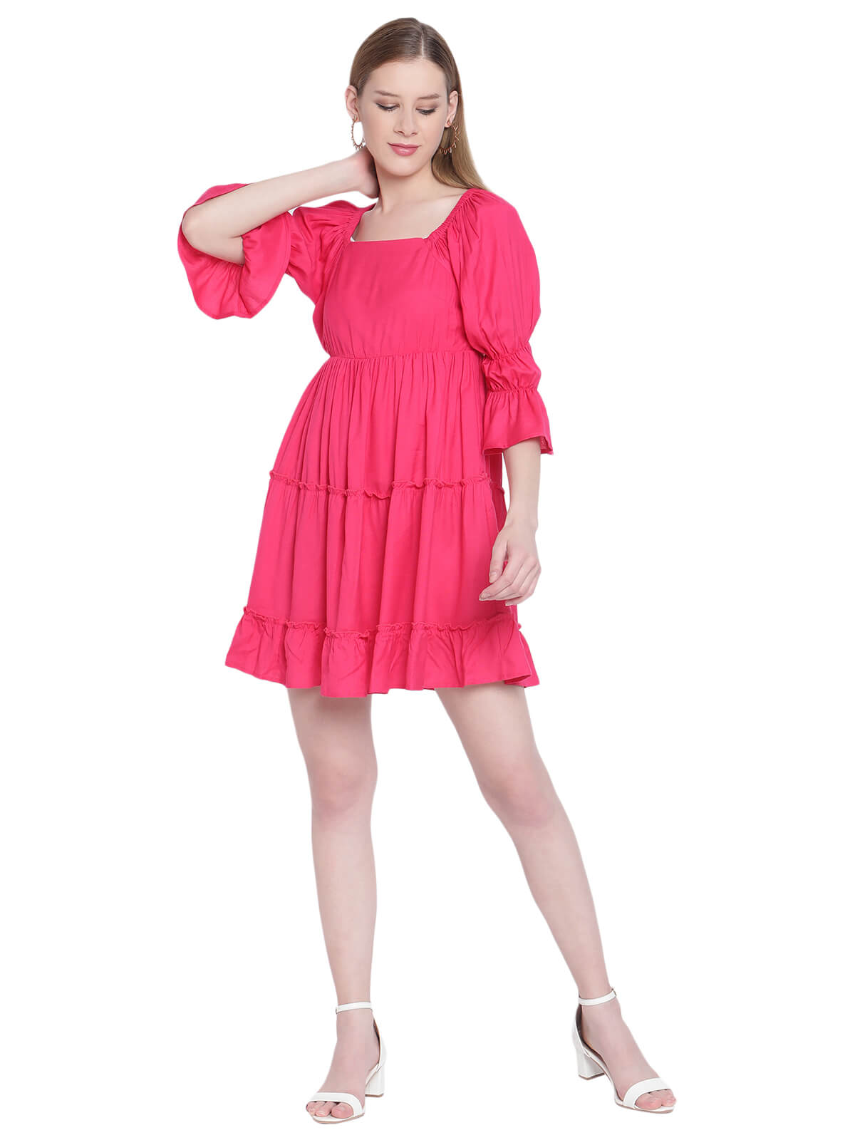 Eco Square Neck Dress With Starment Sleeves