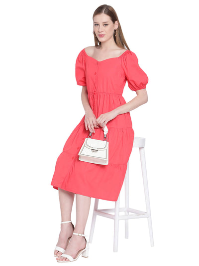 Eco Sweetheart Neck Dress With Statement Sleeves