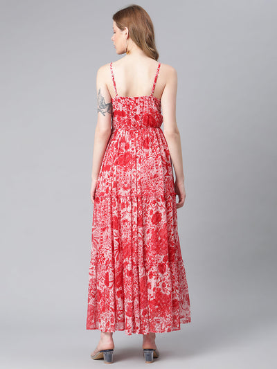 Floral Print V-Neck Maxi Dress