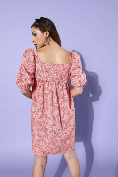 Women's Printed Pink Dress