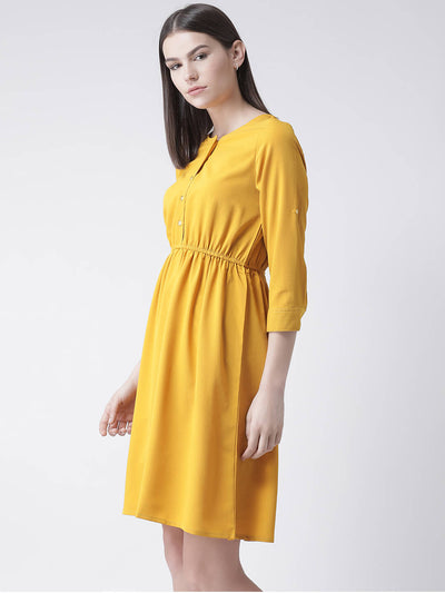 Women'S Quarter Sleeve Fit And Flare Dress With Elasticated Waist