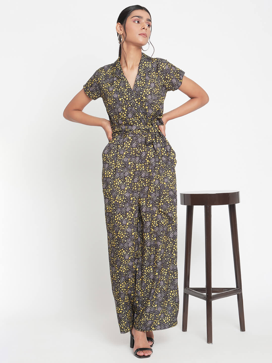 Msfq Women Printed Basic Jumpsuit With Layered Detail