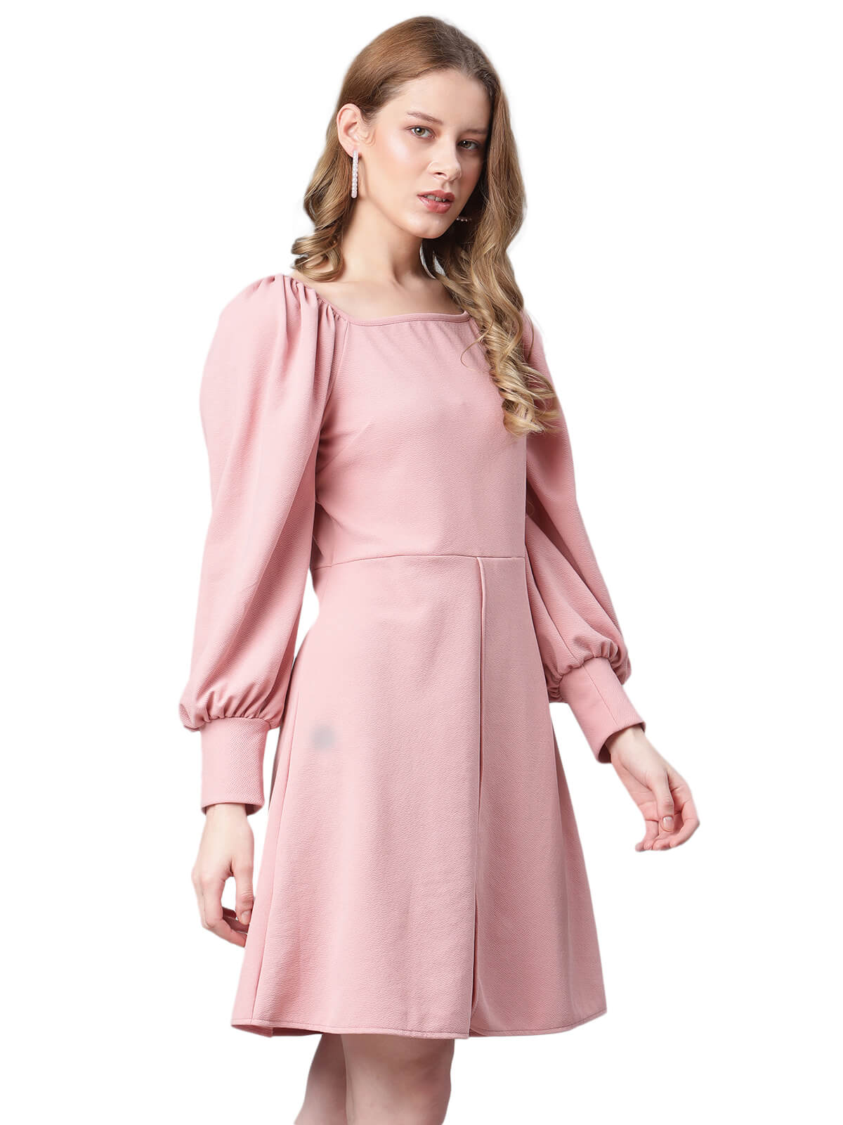 Msfq Womens A-Line Dress Mutton Leg Sleeve With Side Slit