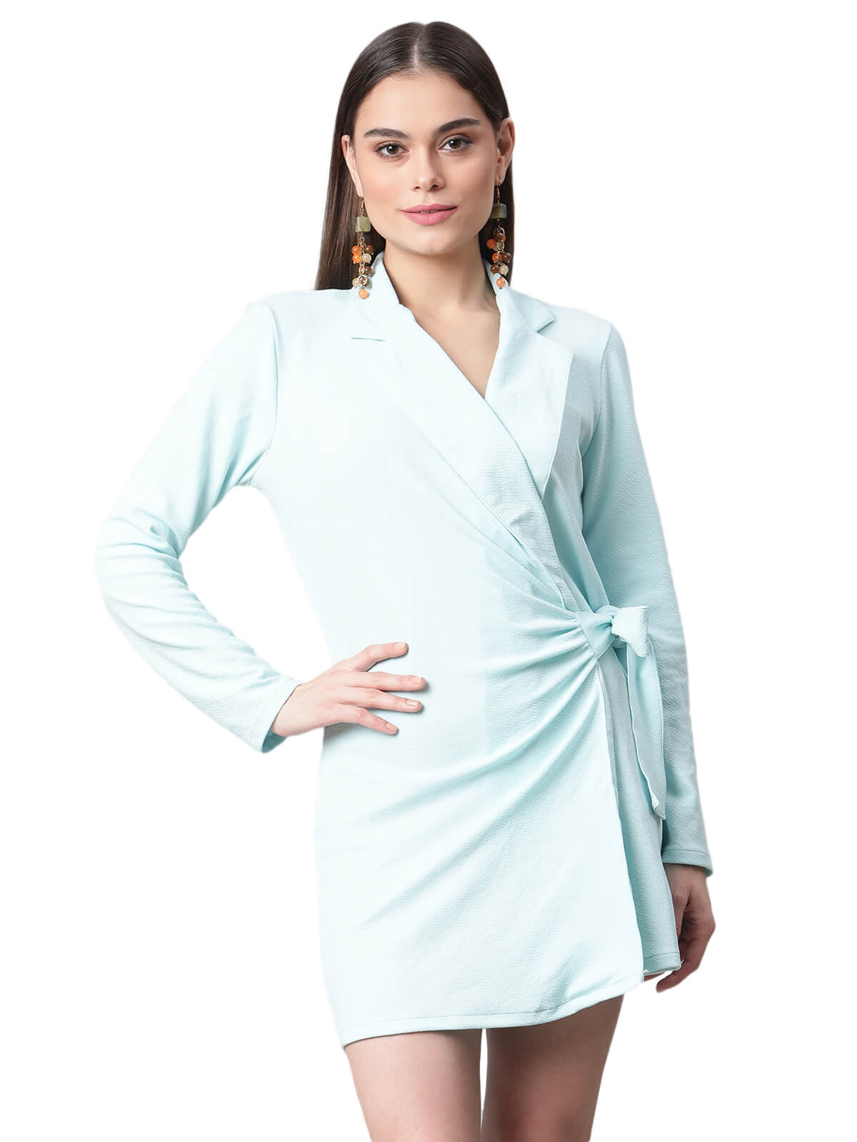Msfq Womens Front Wrap Full Sleeve Blazer Dress