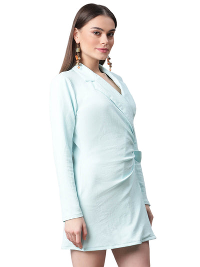 Msfq Womens Front Wrap Full Sleeve Blazer Dress
