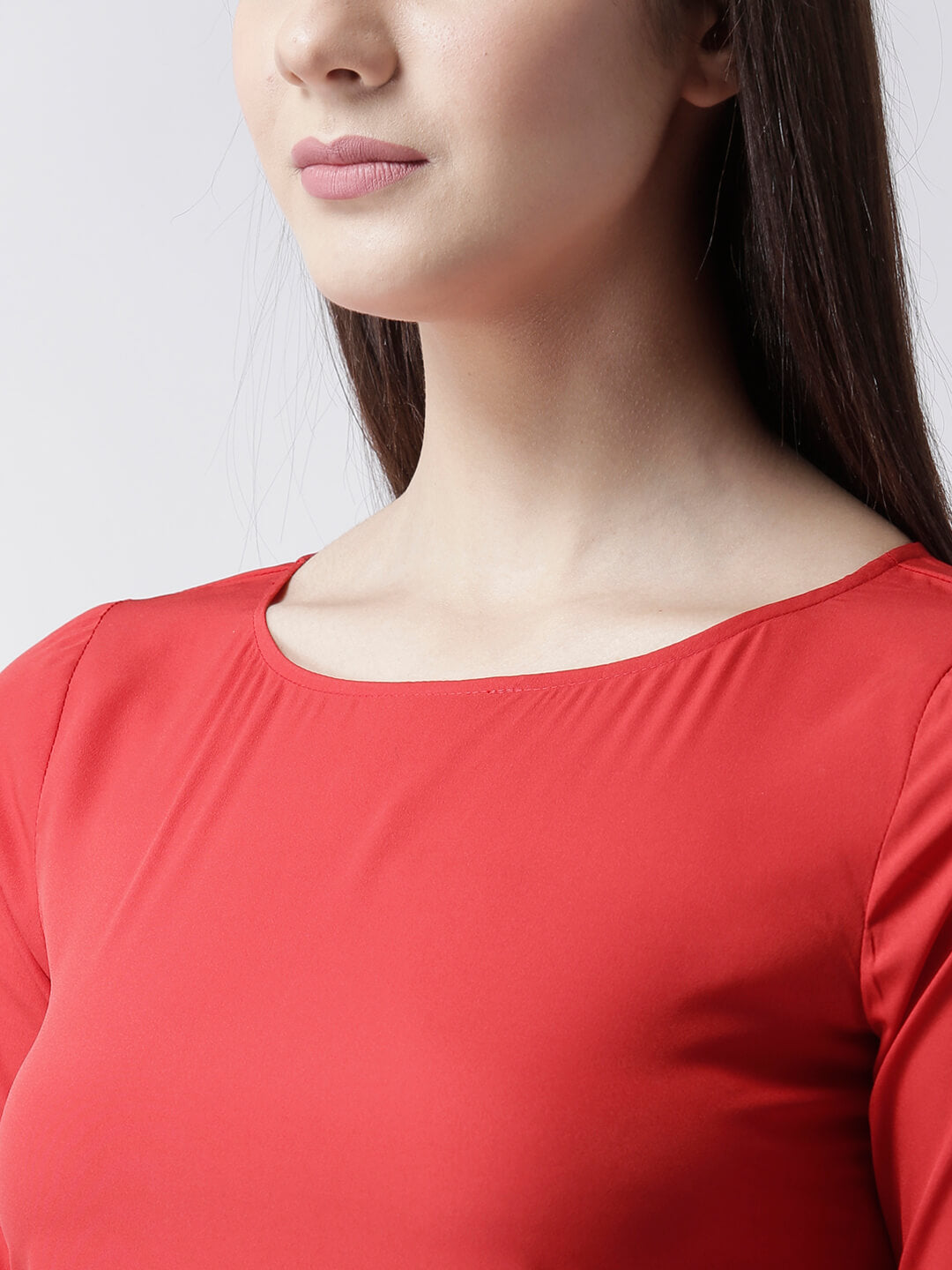Msfq Women'S Solid Red Flared Sleeve Top