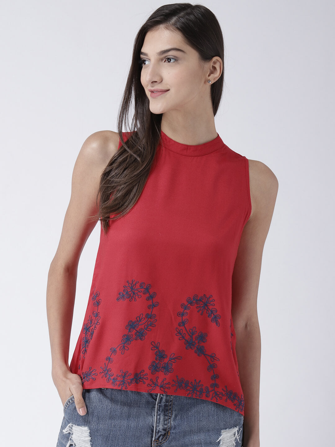Women'S Embroidered Sleeveless Top