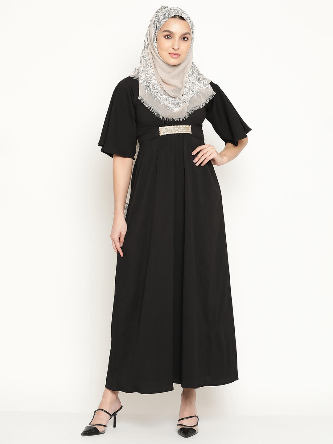 Long Maxi Dress With Embolized Details