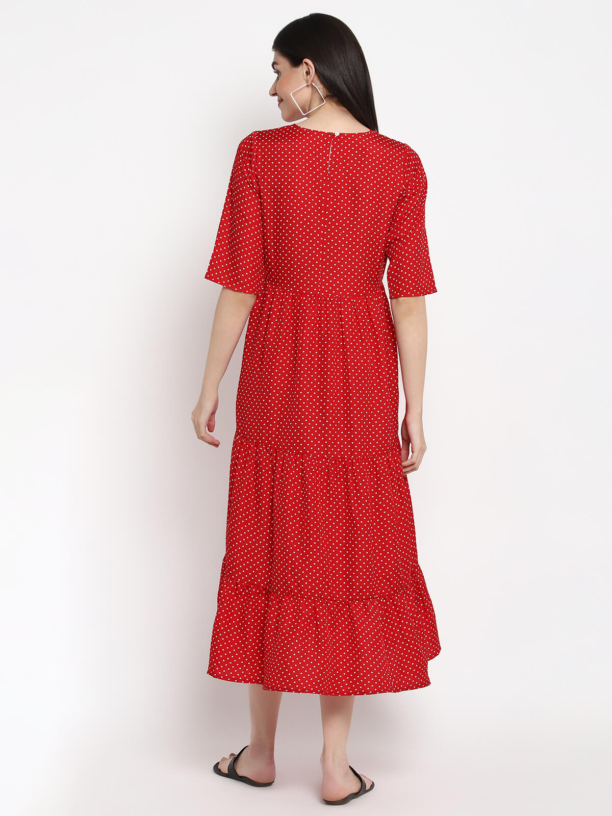 Women Red Printed Empire Maternity Maxi Dress