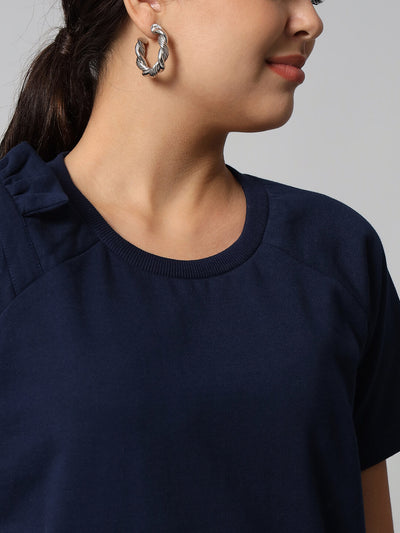 Women blue Pullover Top