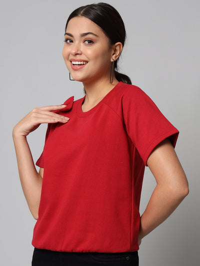 Women red Pullover Top