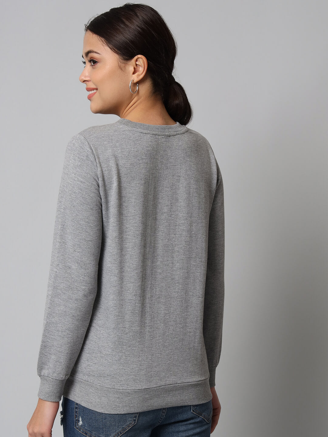 Women grey solid Sweatshirt