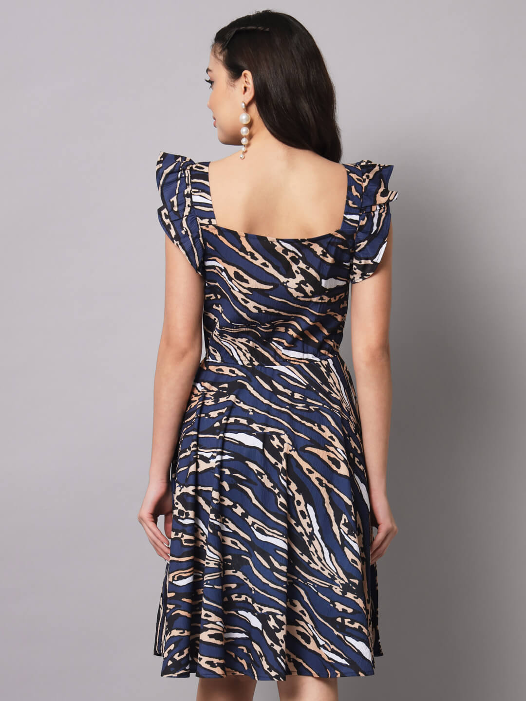 Abstract A Line Printed Mini Dress