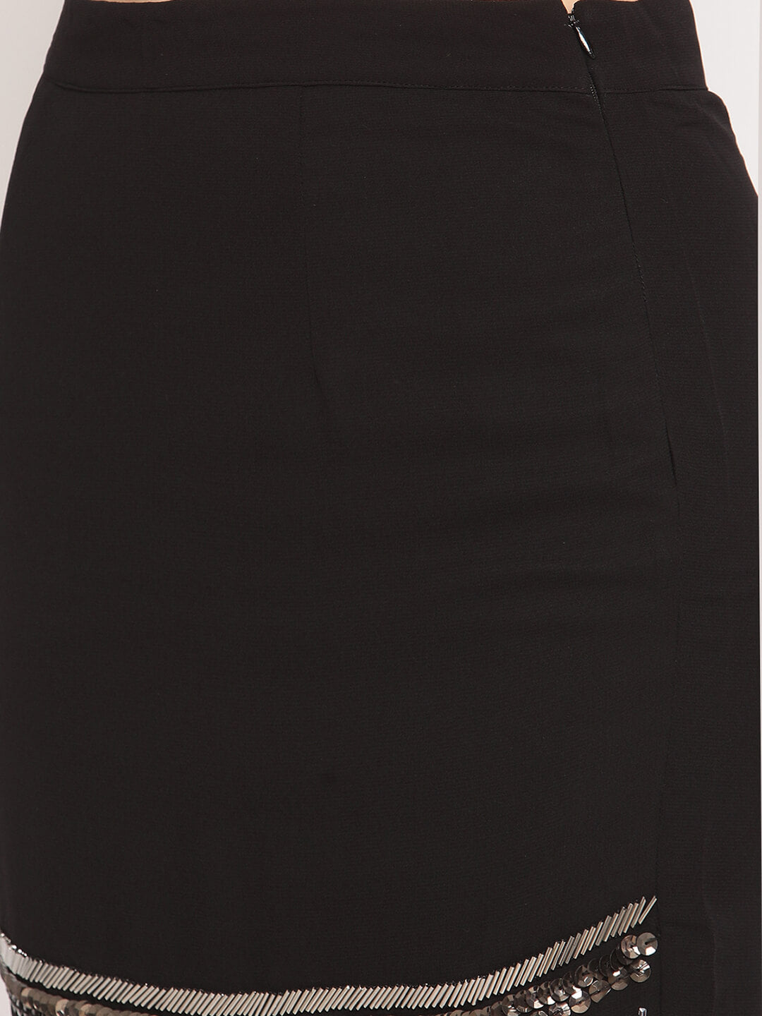 Black Short Skirt With Emblishment At Bottom