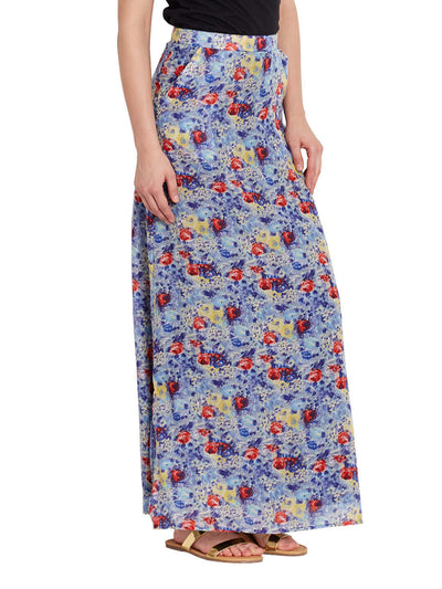 Maxi Skirt In Indigo Print With Side Pocket Detail