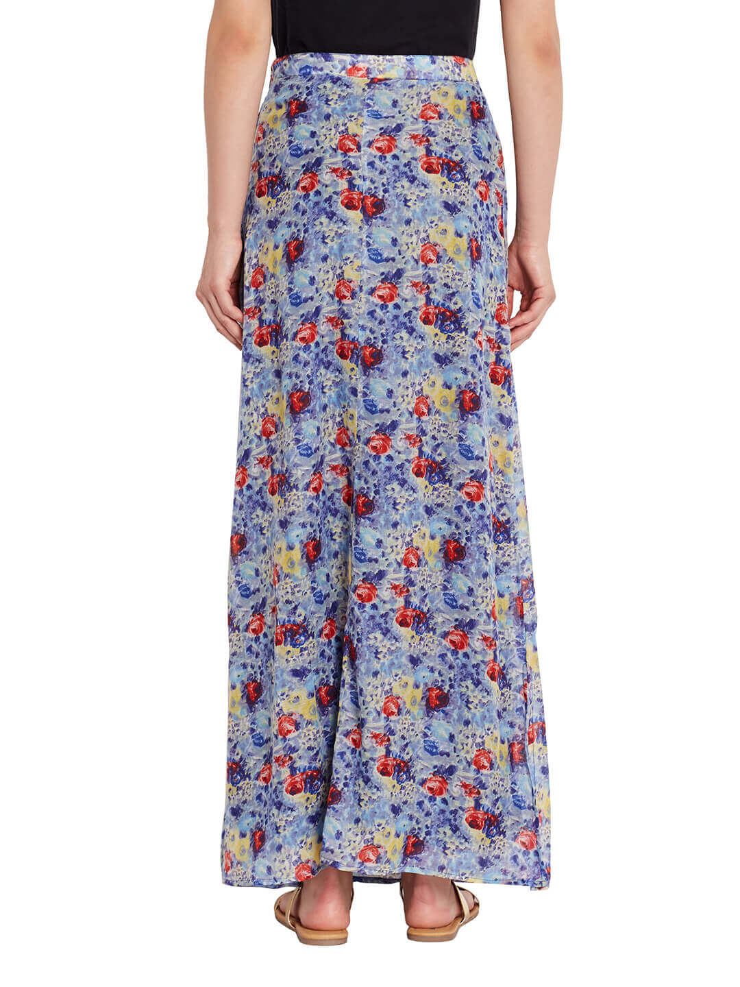 Maxi Skirt In Indigo Print With Side Pocket Detail