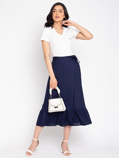 Eco Wrap Skirt With Frill Detail And Tie, Full Pattern