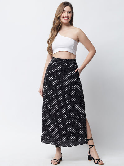 Eco Women's Polka Dott Maxi Skirt Color Black