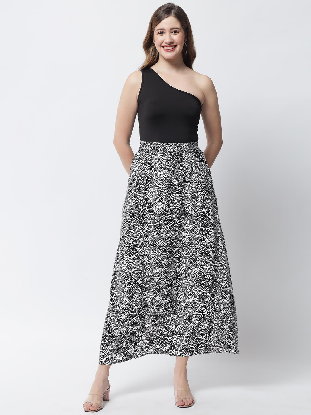 Eco  Women's Polka Dott Maxi Skirt With Side Slit