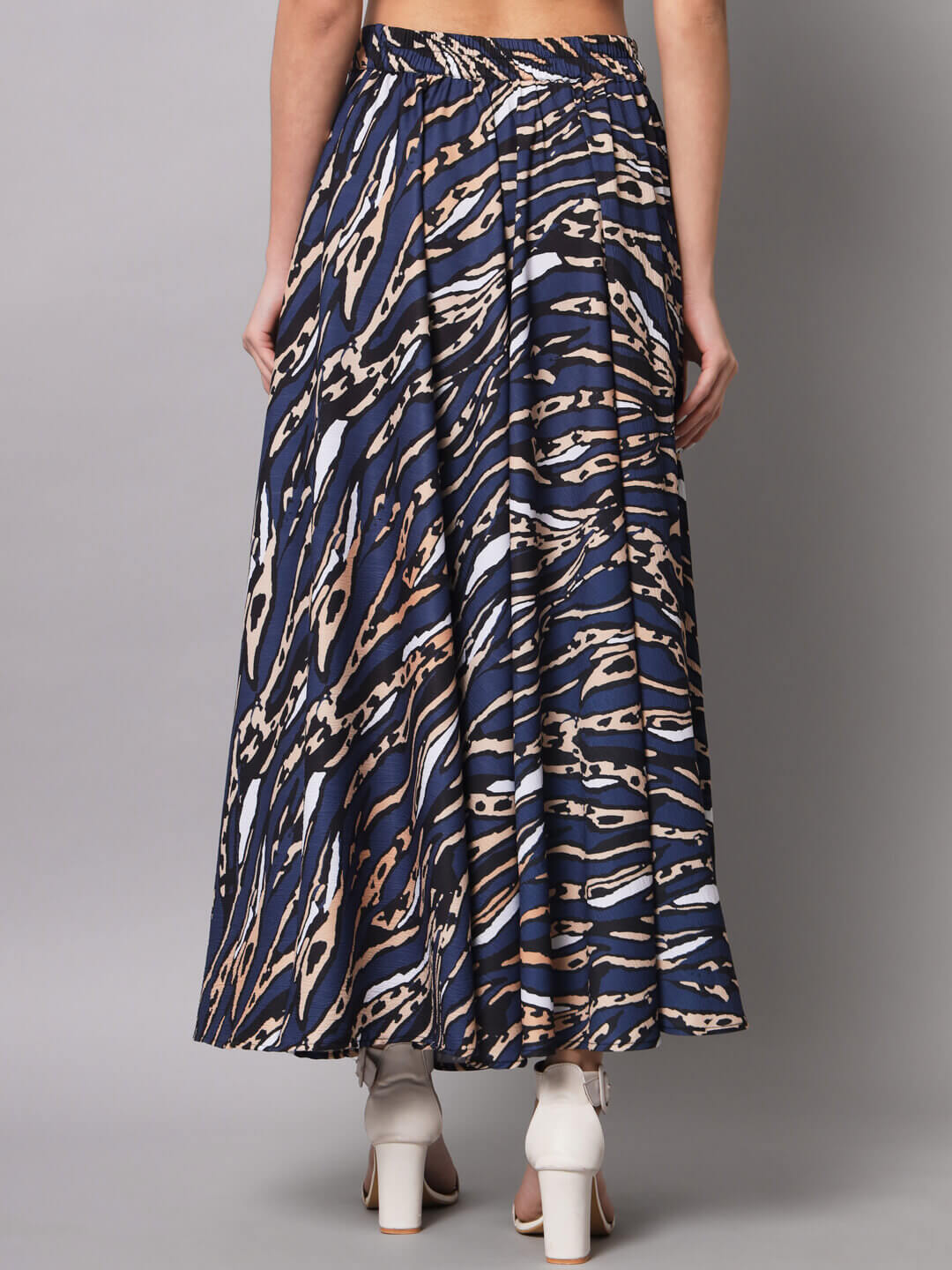 Abstract Maxi Flare Skirt