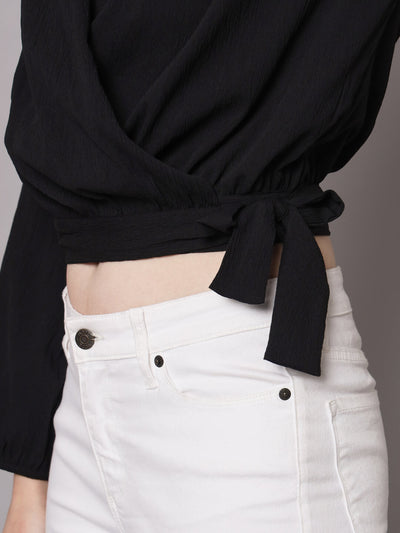 Black Solid Casual blouse
