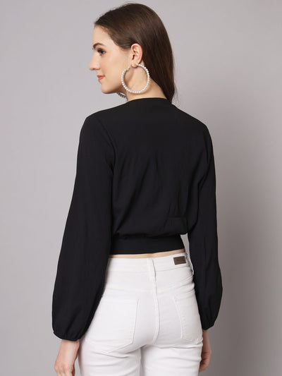 Black Solid Casual blouse