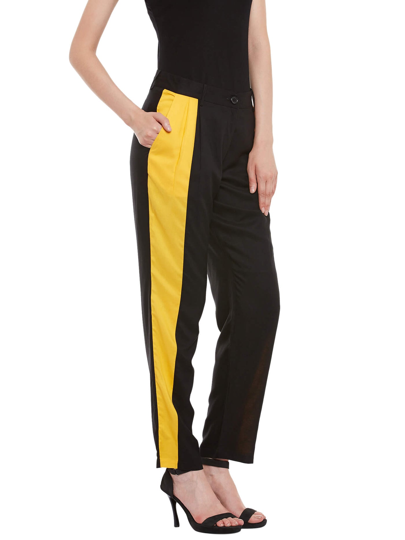 Yellow And Black Cut And Sew Trouser