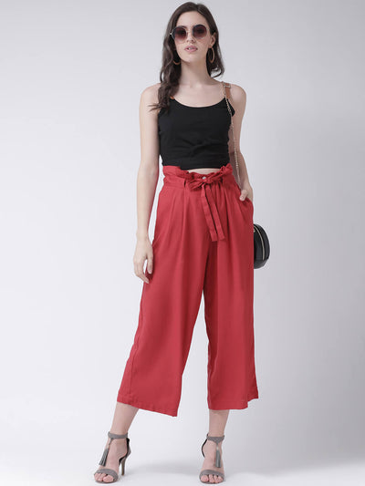 The Vanca'S Solid Culottes With Paper Bag Ruffle And Tie Detail.
