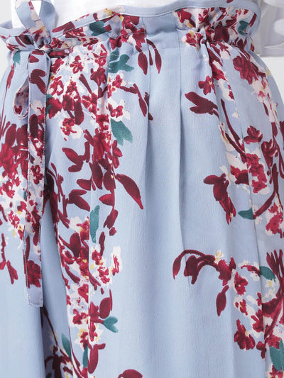 The Vanca'S Floral Print Trouser With Paper Bag Frill And Front Pleat Detail