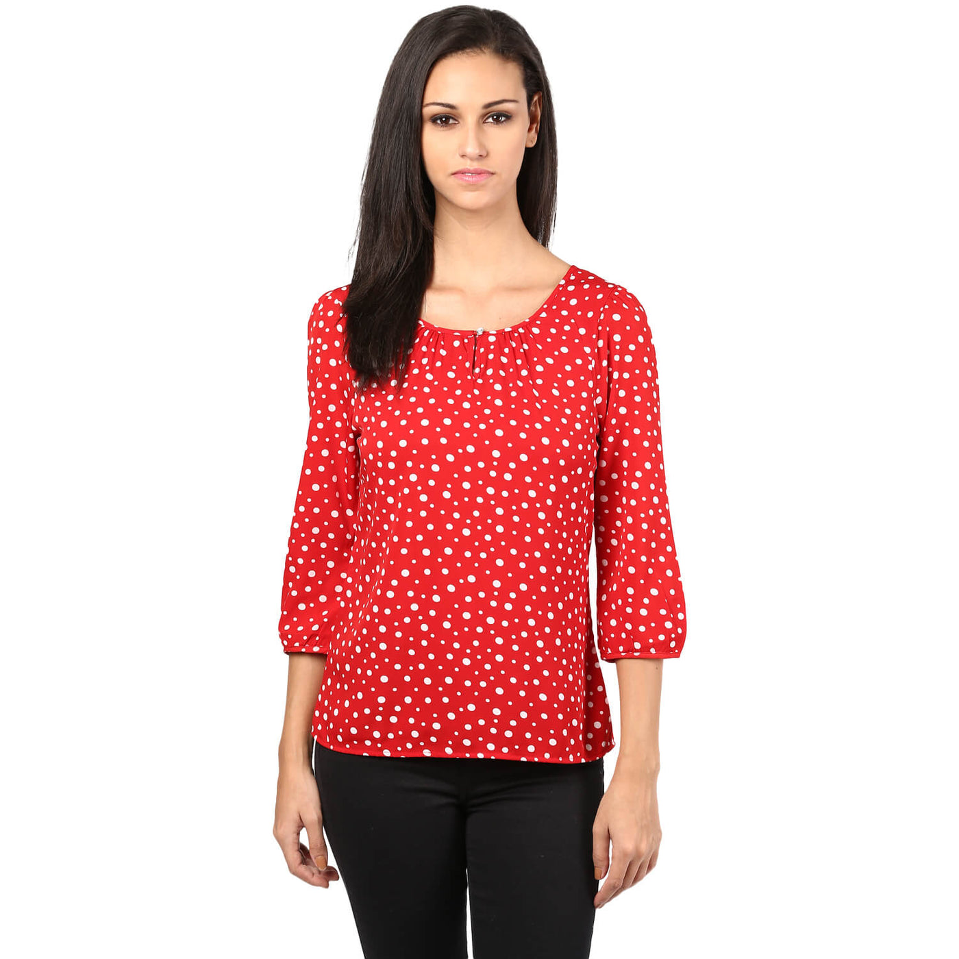 Poly Crepe Top In Red Color