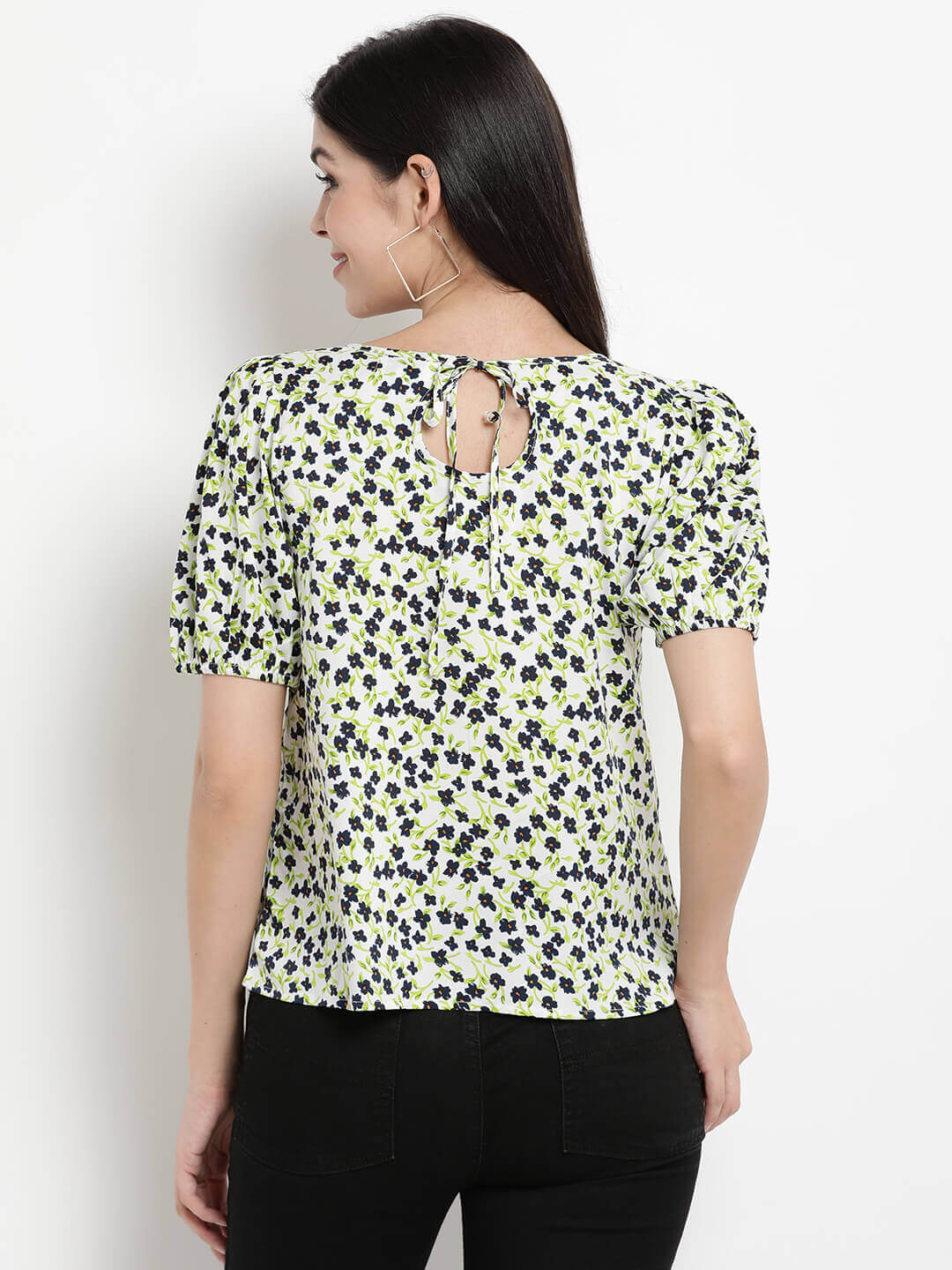 Printed Top With Detailed Sleeve
