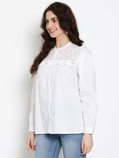 Eco Women'S Button Down Shirt With Schiffli Yoke