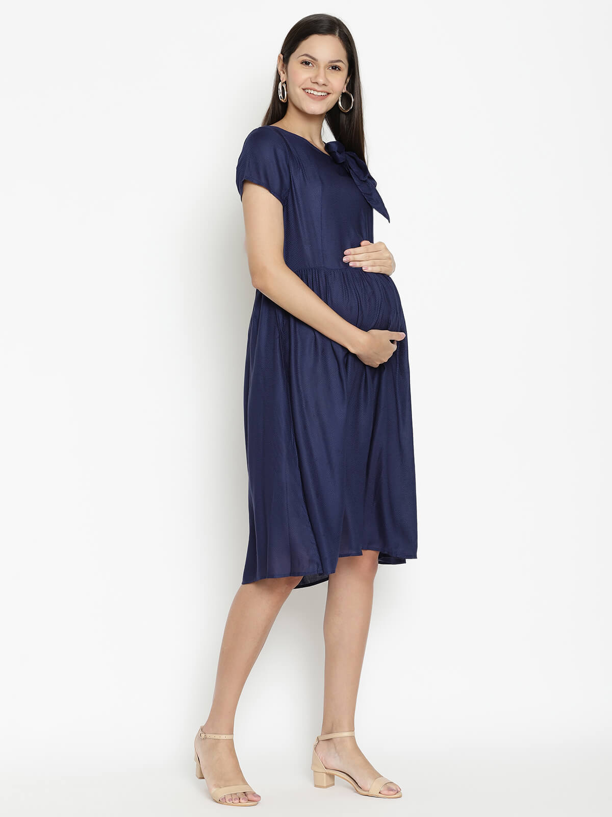 Women'S Maternity Dress With Fashion Neckline And Feeding Access