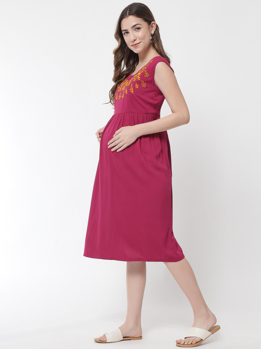 Women Maternity Dress With Nursing Access